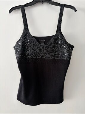 Willi Smith Black Sequin Tank Camisole